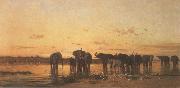 Charles Tournemine Elephants at Sunset oil